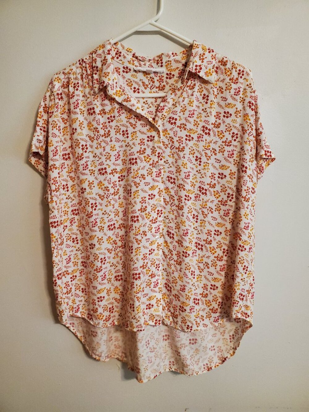Jane & Delancey Floral Orange Red Flowy Lightweight Blouse